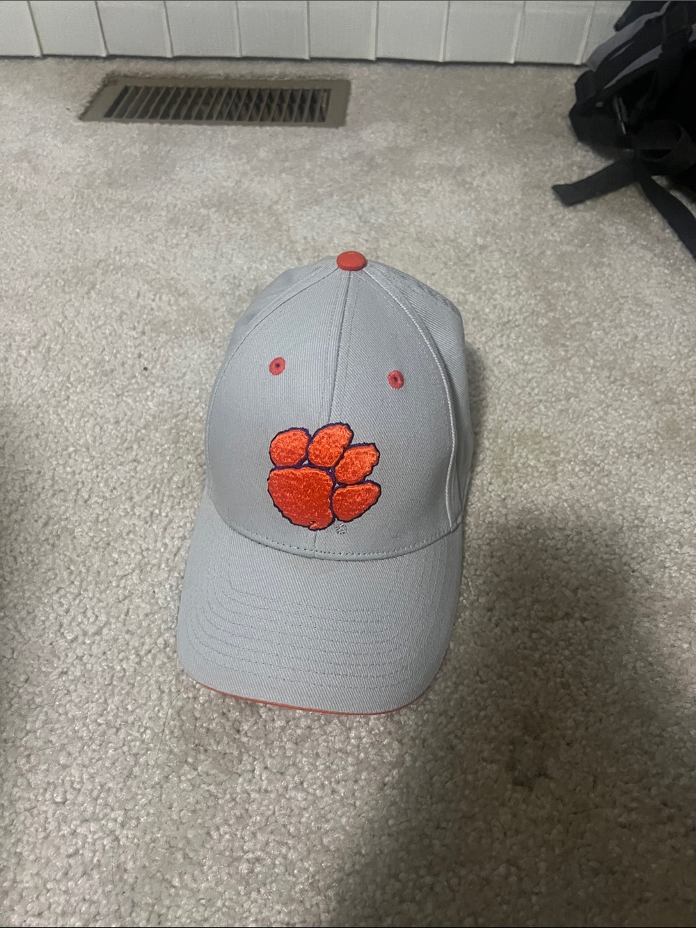 Gray Men's Baseball Cap with Orange Paw Accent